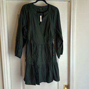 Madewell Long-sleeve dress - size L - NWT - teal - tie-side crossover front